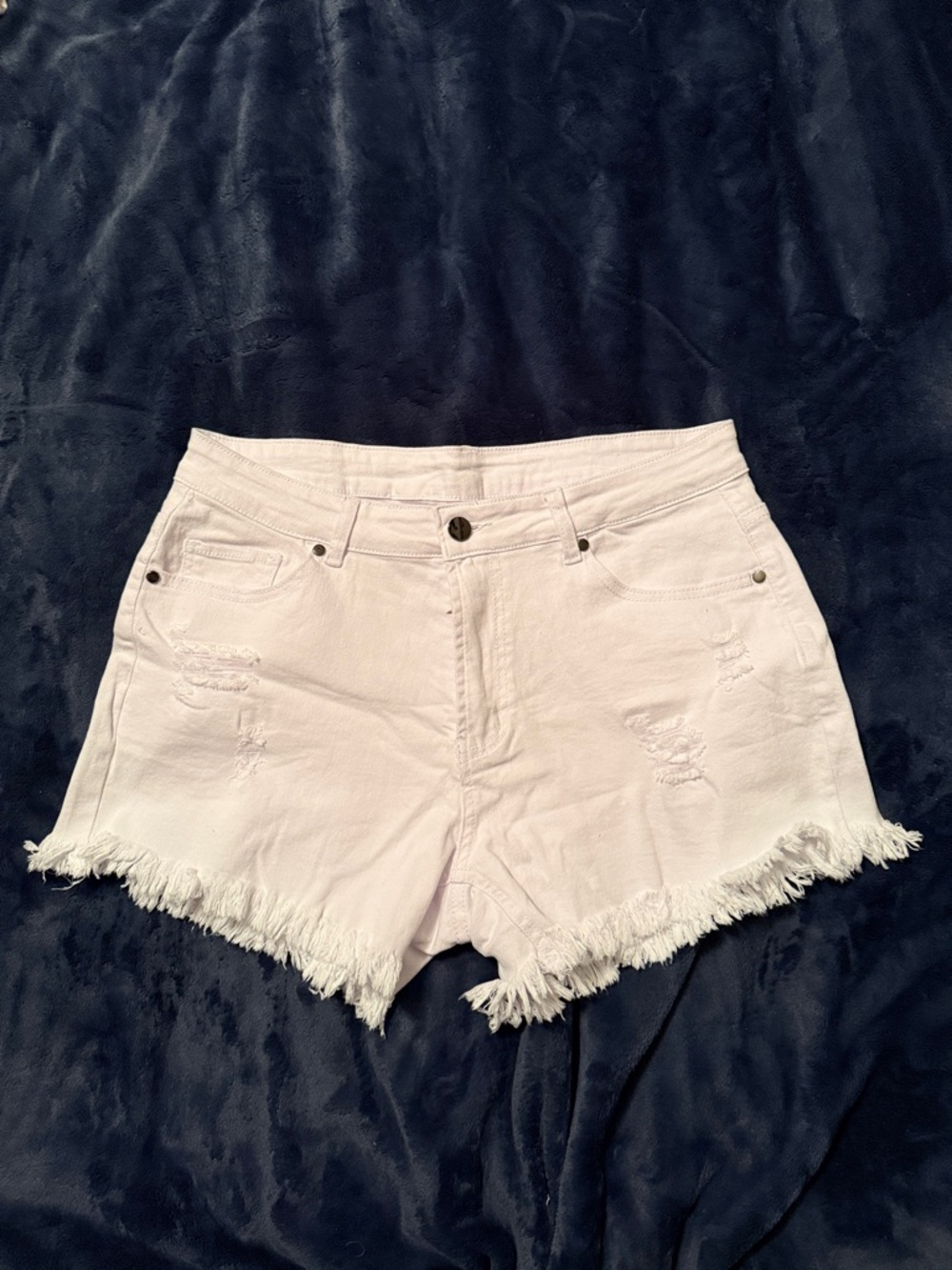 White Frayed Hem Denim Shorts BRAND NEW
